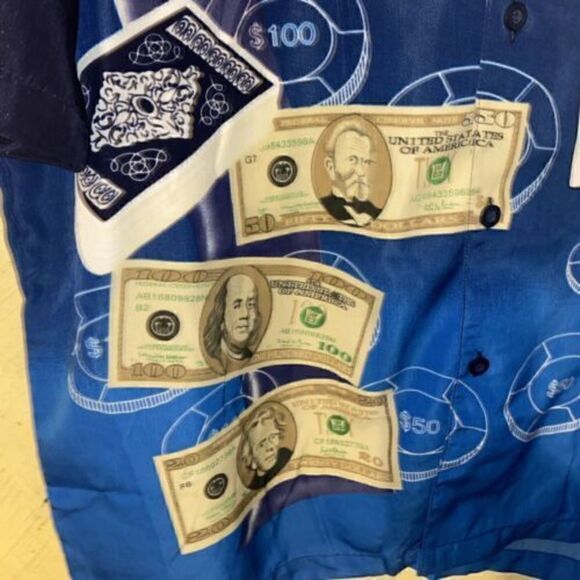 J/E/T STRTWR Texas Hold 'Em Casino Money Poker Size L Shirt S/S Button - Picture 5 of 12